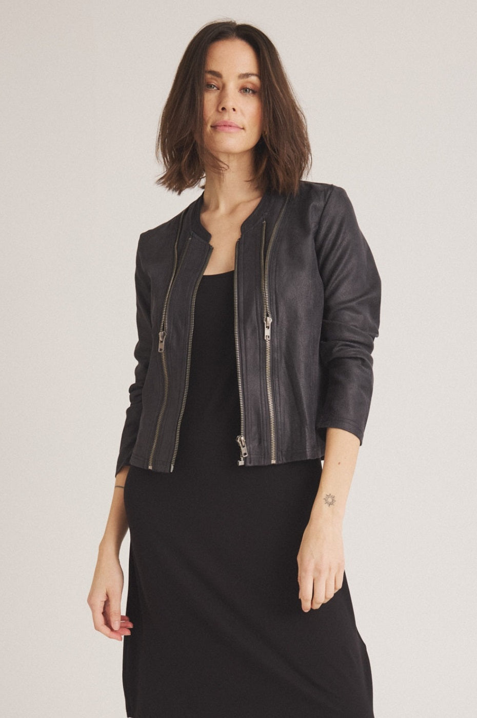 LUXZUZ // ONE TWO Athena Faux Leather Jacket Jacket 999 Black