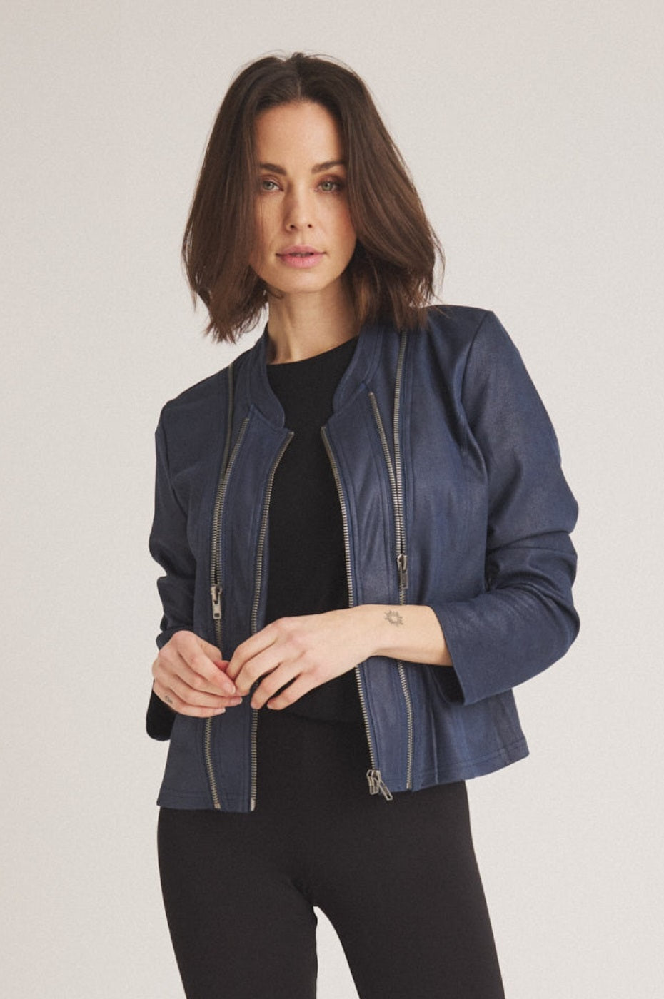 LUXZUZ // ONE TWO Athena Faux Leather Jacket Jacket 524 Blue Nights