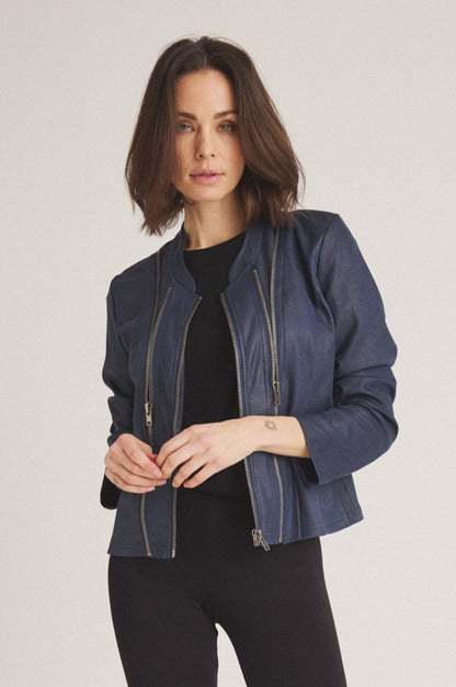 LUXZUZ // ONE TWO Athena Faux Leather Jacket Jacket 524 Blue Nights