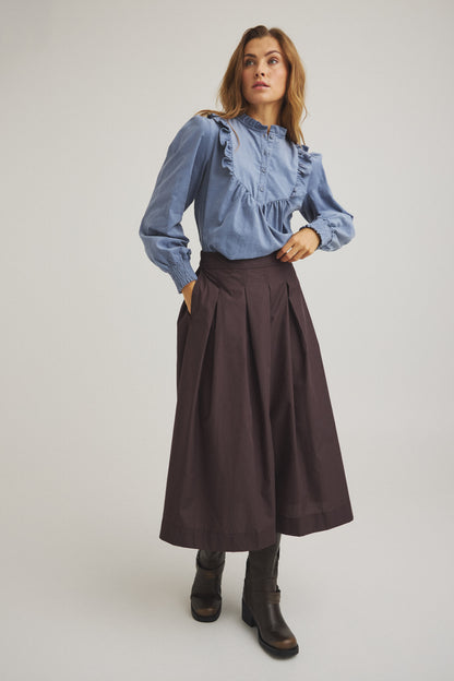 LUXZUZ // ONE TWO Jansine Skirt Skirt 793 Chocolate Plum