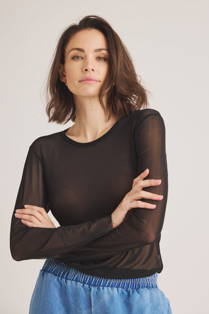 LUXZUZ // ONE TWO Sigborg Mesh T Shirt T-Shirt 999 Black